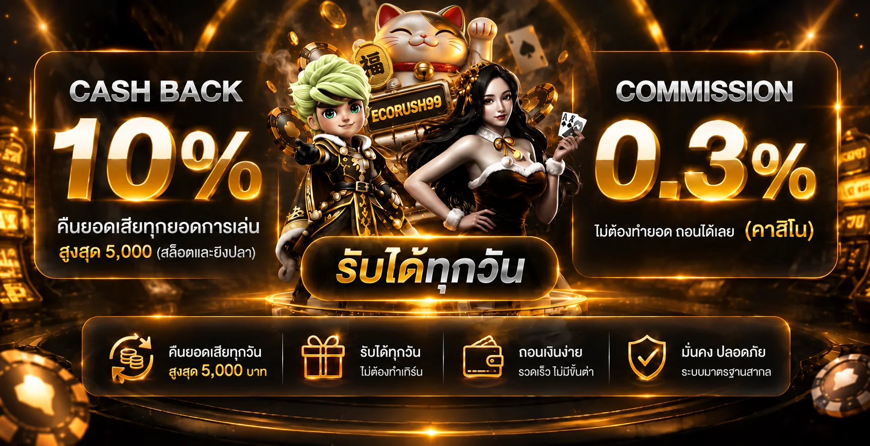 โปรโมชั่นคืนยอดและค่าคอมมิชชัน ECORUSH99